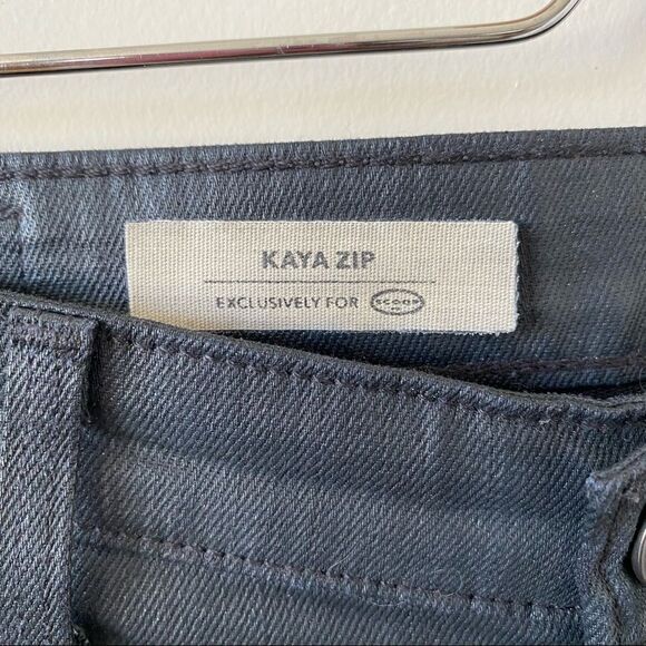 Anthropologie-AG Kaya Zip Ankle Wax Coated Moto Jeans (Size:25) - Picture 12 of 14